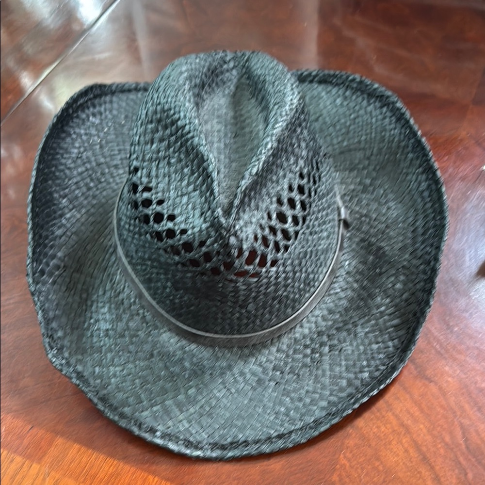 Black Woven Cowboy Hat with Ventilation